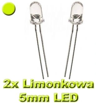 Komplet:2 szt. Dioda Limonkowa/Kanarkowa 2xLED 5mm