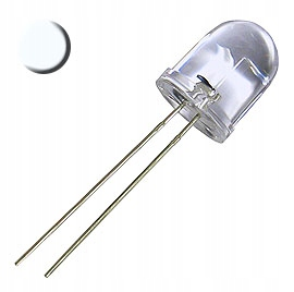 10mm Dioda Biała Przezroczysta, LED Clear White