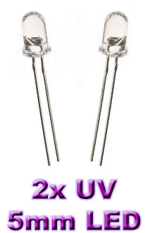 Komplet: 2 szt. Dioda Ultrafioletowa, UV, LED, 5mm
