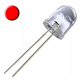 10mm Dioda Czerwona Przezroczysta, LED Clear Red
