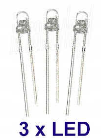 Komplet: 3 szt. Dioda Ultrafioletowa, UV LED, 3mm