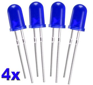 Komplet: 4 szt. Dioda Niebieska Matowa, 4x LED 5mm