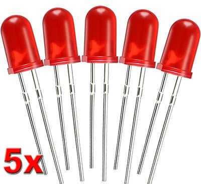 Komplet: 5 szt. Dioda Czerwona Matowa, 5x LED 5mm