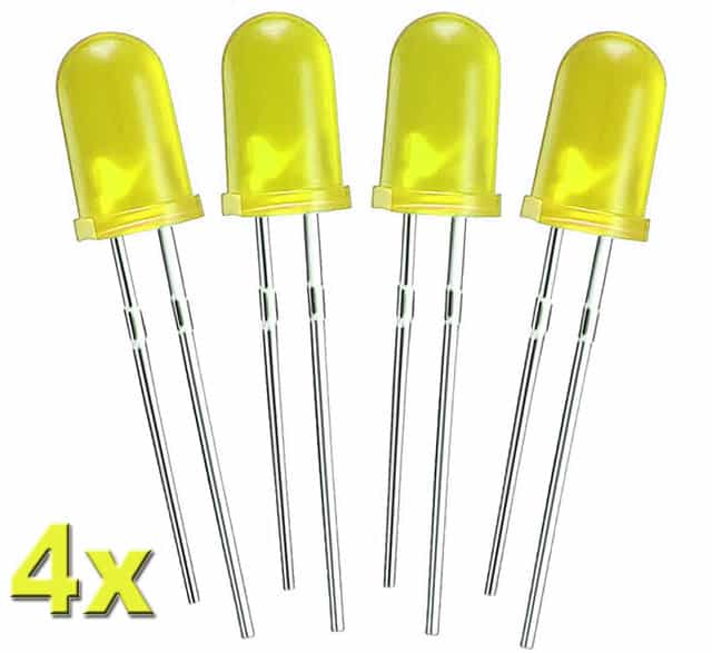 Komplet: 4 szt. Dioda Żółta Matowa, 4x LED 5mm, PL