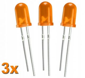 Komplet: 3 szt. Dioda Pomarańczowa, 3x LED 5mm,24h