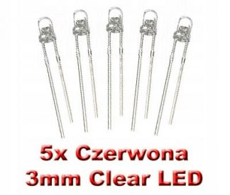 Komplet: 5 szt. Dioda Czerwona 5x Clear LED 3mm