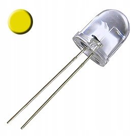 10mm Dioda Żółta Przezroczysta, LED Clear Yellow